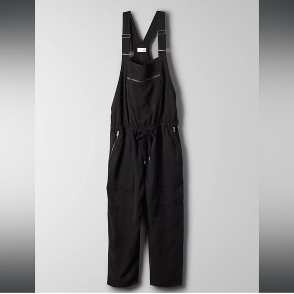 Aritzia Wilfred Free Women’s Sz S Valletta Black Cropped Lyocell Twill Overalls - Picture 3 of 16